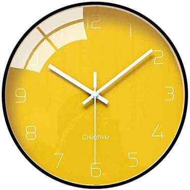 Imagem de Relógio de Parede Moda Moda Casa, Sala de estar Quarto Relógio Pingente, Silencioso Relógio Simples Creative Precise (Cor: Cinza), Amarelo (Color : Yellow)