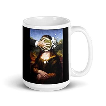 Imagem de Caneca branca brilhante Pie In The Face Mona Lisa