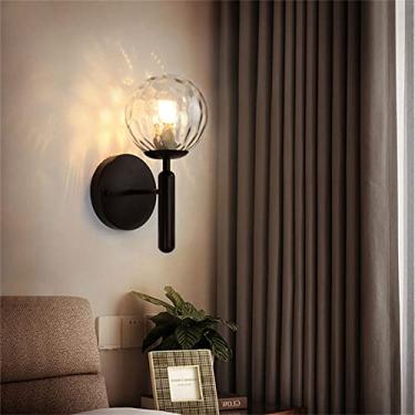 Imagem de Luminária de parede LED com esfera de vidro regulável para ambientes internos, arandela de parede industrial, moderno, vintage, retrô, criativo, vidro, globo E27, luzes de parede, quarto, corredor, sala de estar, iluminação de parede (A)