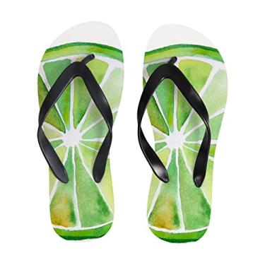 Imagem de Chinelo feminino verde amarelo limão fatia fina sandálias de praia para homens sandálias de verão estilo chinelos de viagem, Multicor, 10-11 Narrow Women/8-9 Narrow Men
