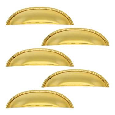 Imagem de 5 Puxador Armário Colonial Meia Lua Concha Bronze Ouro Velho (Dourado)