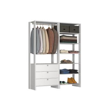 Imagem de Closet Yes Com Cabideiro 3 Gavetas e 7 Prateleiras Nova Mobile - Branco