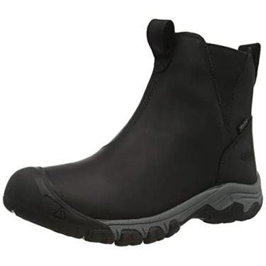 Imagem de KEEN Greta Chelsea Bota de neve feminina impermeável de altura média, Preto/aço cinza, 35