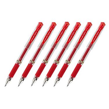 Imagem de Caneta esferográfica Uni-Ball Signo UM-153, ponta larga, tinta vermelha, pacote com 6