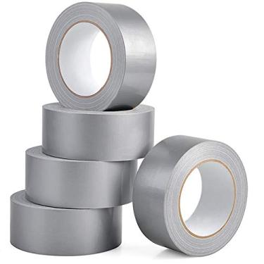 Imagem de Fita de duto de prata resistente, fita adesiva multiuso de grau profissional, 48 mm x 32 m (1,88 polegadas x 35 jardas), 8,27 mm de espessura, prata, 5 rolos