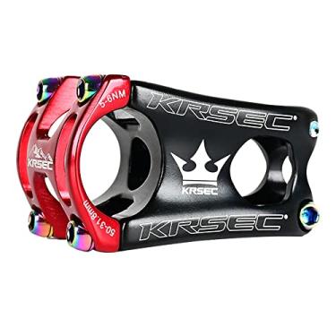 Imagem de Hastes de guidão de mountain bike CNC com alça curta Tate Mountain Bike de 31,8 x 50 mm de haste de guidão para haste de liga de alumínio para bicicleta de estrada, MTB, bicicleta cross-country (vermelho-preto)