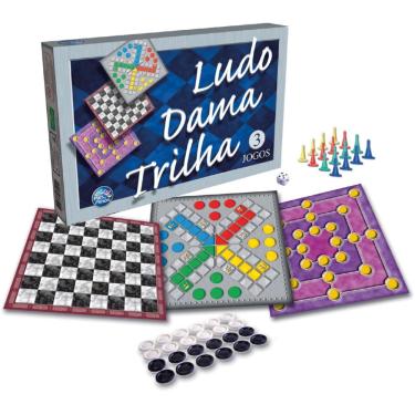 Imagem de Jogo De Tabuleiro 3 Jogos Ludo Dama E Trilha Pais E Filhos Unidade