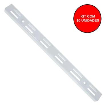 Imagem de Kit 10 Trilho Cremalheiras para Prateleira Duplo Branco 1,5 metro - Starfer