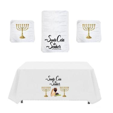 Imagem de Jogo De Toalhas Para Santa Ceia Com 4 Peças Candelabro