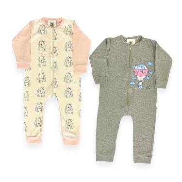 Imagem de Kit 2 Macacão de Zíper Bebê Grande 1a3 Anos Menina Atacado