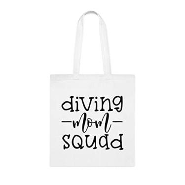 Imagem de Bolsa tote para mães de mergulho, presente para mães de mergulho, presente para mães de mergulho, bolsa de ombro para mães de mergulho, bolsas reutilizáveis para mães de mergulho, presente para mães de mergulho da filha favorita, filho e filhos, Branco