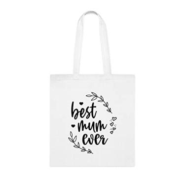 Imagem de Bolsa tote para mamães, bolsa para mamães, presente para mamães, para irmãs, presente para a melhor mãe, bolsa de ombro para mamães, bolsas reutilizáveis para mães, presente para irmã da filha favorita, filho e filhos, Branco