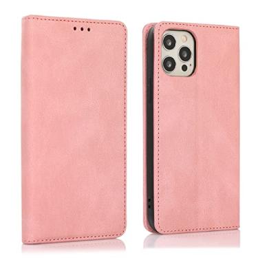 Imagem de Capa para iPhone 12 Mini/12/12 Pro/12 Pro Max, Capa carteira flip de couro PU com suporte para cartão Kickstand fivela magnética e proteção de câmera à prova de choque TPU capa interna, rosa, 12 Pro Max 17 cm