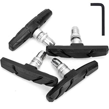 Imagem de Conjunto de 2 pares de pastilhas de freio de bicicleta GPMTER, 70 mm para Cruiser MTB Mountain Bicycle Universal V-Brake Blocos com porcas e calços sextavados, sem ruído e sem derrapante, 2 Pairs