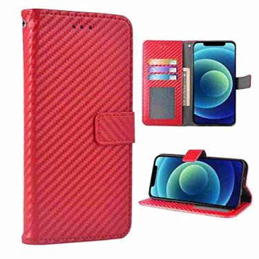 Imagem de SHOYAO Estojo Fólio de Capa de Telefone for SAMSUNG GALAXY J7 PRIME 2016, Couro PU Premium Capa Slim Fit for GALAXY J7 PRIME 2016, Suporte de visualização horizontal, boa aparência, vermelho