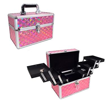 Imagem de Maleta Para Maquiagem Porta Joias Bijuterias e Acessórios (ROSA CRISTAL)