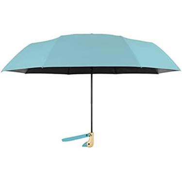 Imagem de KRASS Guarda-chuva de golfe de madeira com alça de cabeça de pato guarda-chuva UV 50+ sombra chuva ou brilho guarda-chuva dobrável de viagem animal guarda-chuva portátil guarda-chuva dobrável, azul, M, colecionador88