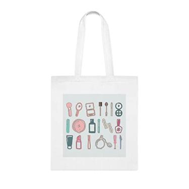 Imagem de Sacola de vetor de maquiagem, presente de vetor de maquiagem, bolsa de ombro de vetor de maquiagem, bolsas reutilizáveis de vetor de maquiagem, ideia de presente de cesta de Natal de aniversário, presente para ela, presente para ele, bolsa feminina, Branco