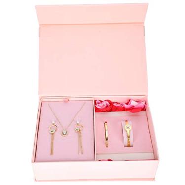 Imagem de ZJchao Conjunto de joias, pulseira colar kit de brincos com caixa mulheres mãe esposa namorada presentes femininos para aniversário dia dos namorados festa casamento aniversário natal