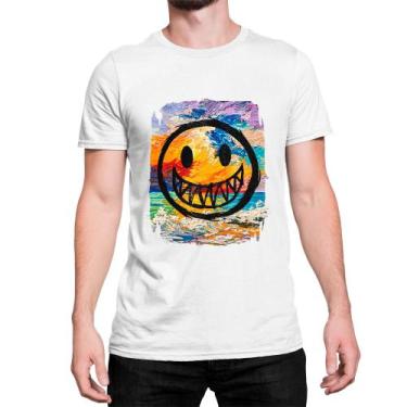 Imagem de Camiseta Basica Algodão Emoji Amarelo Sorrindo Fundo Sol - Mecca