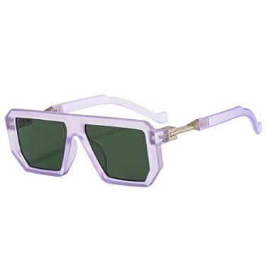Imagem de Óculos de Sol Quadrado Retrô Polígono Moda Feminina Cor Geléia Sombras UV400 Designer Masculino Tendência Óculos de Sol, Roxo verde escuro, A