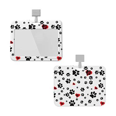 Imagem de Porta-crachá horizontal destacável para pescoço com cordão para crachá para homens e mulheres à prova d'água cartão de identificação com alça para escritório carteira de motorista escolar (estampa de patas de cachorro)