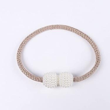 Imagem de Cinta de cortina de corda grossa com fivela de pérola sem instalação de cortina de corda de cortina acessórios de fivela magnética acessórios de cortina tiebacks, T17,2 PCS