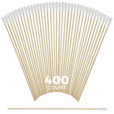Imagem de 400 peças de pontas de cotonetes longos de algodão com cabo de madeira, 15 cm | Botões 100% algodão biodegradável | Limpeza com cabo de madeira para óleo, maquiagem, olhos, orelhas, pincel de sombra e ferramenta de removedor. Por alpree