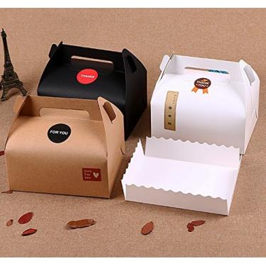 Imagem de Caixas de Petisco Frio, Caixa de Embalagem de Presente Kraft Decorativa, Conjunto de 10 Cafeteiras de Bolo de Padaria, Bolos de Cupcake, Caixa de Chocolate, Bandejas e Adesivos Incluídos (3 Cores)