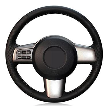 Imagem de TPHJRM Capa de volante de carro costurado à mão couro artificial preto, apto para Mazda 2 2008 2009 2010 2011 2012 2013 2014