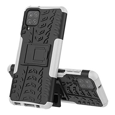 Imagem de Capa protetora de telefone compatível com Samsung Galaxy A12 5G, TPU + PC Bumper Hybrid Militar Grade Rugged Case, Capa de telefone à prova de choque com suporte (Cor: Branco)