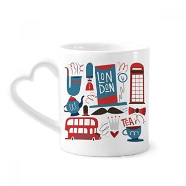 Imagem de Caneca Big Ben ônibus britânico bandeira da Inglaterra café cerâmica copo de coração de vidro