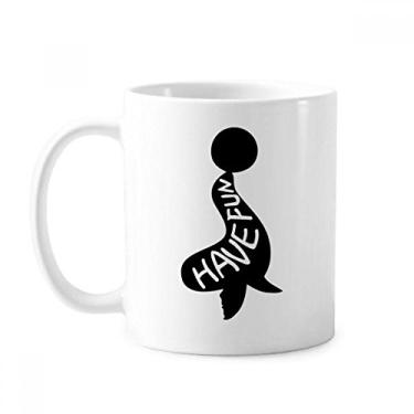 Imagem de Caneca natural Black Seal com contorno de animal cerâmica cerâmica xícara de café porcelana louça