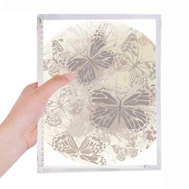 Imagem de Caderno de papel de parede elegante vintage cinza borboleta diário de folhas soltas recarregáveis papelaria