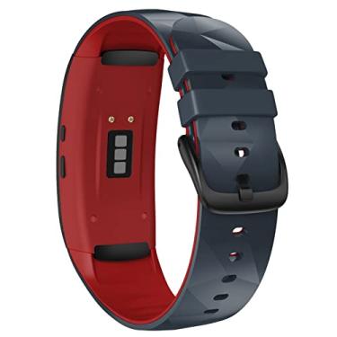 Imagem de DFAMIN Pulseiras de relógio inteligente para Samsung Gear Fit 2 Pro Strap Silicone Fitness Watch Pulseira Gear Fit2 Pro SM-R360 Pulseira Ajustável Pulseira de Relógio (Cor: Branco Preto)