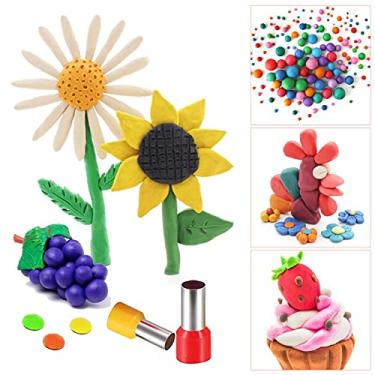 Imagem de LUGU Kit de fer mentas de argila de 40 unidades Cortadores de argila de polímero moldes de cortador em forma de círculo Cerâmica DIY Fer mentas de argila de recorte redondo com estojo de