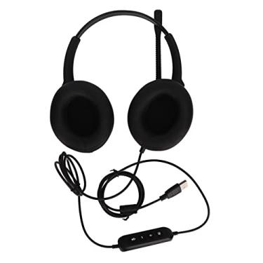 Imagem de Fones de ouvido USB com fio, Ajuste de volume HD Fones de ouvido surround com microfone cancelador de ruído, controles de chamada de linha com mudo, fone de ouvido Pro para centra