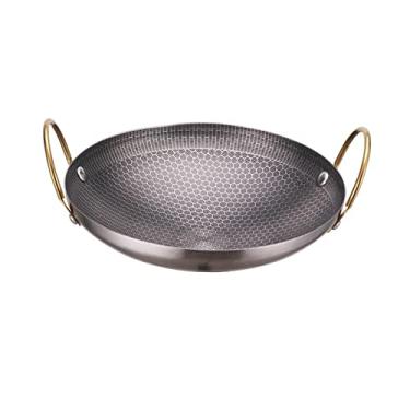 Imagem de Esquirla Wok de aço Inoxidável Durável Frigideira Frigideira para Churrasco Caminhadas Ao Ar Livre, 8 polegadas