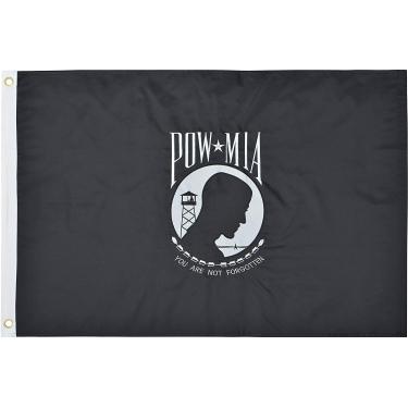Imagem de Bandeira MIA da Green Grove Products POW 2 x 3 Ft 210D de nylon premium para ambientes externos bordado Bandeira dupla face