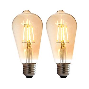 Imagem de Combo Kit com 2 Lâmpada Luminária Filamento de LED ST64 4W 14cm 2300K