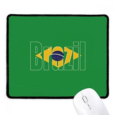 Imagem de Mousepad com nome da bandeira do país do Brasil, antiderrapante, para jogos, escritório, bordas costuradas, presente