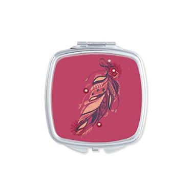 Imagem de Feather – Espelho de cultura feminino rosa com bolso compacto portátil para maquiagem dupla face