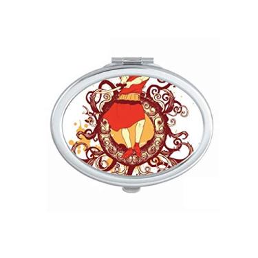 Imagem de Espada Samurai Vermelho Japonês Espada Ilustração Espelho Portátil Dobrável Mão Óculos Dupla Lateral