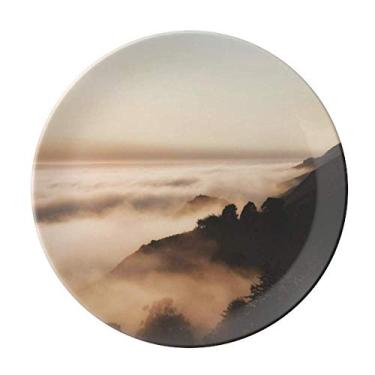 Imagem de Sunrise Sunset Mountain Fog Paisagem Sky Prato Decorativo Porcelana Salver Prato de Jantar