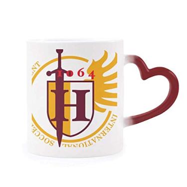 Imagem de Caneca Middle Age Brave Espadas Escudo Sensível ao Calor Caneca Vermelha Mudança de Cor
