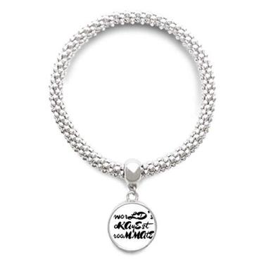 Imagem de DIYthinker World's Okayest Roommate Pulseira de prata com pingente de corrente ajustável
