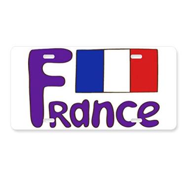 Imagem de DIYthinker Bandeira nacional da França, placa de carro com padrão azul, acessório de aço inoxidável