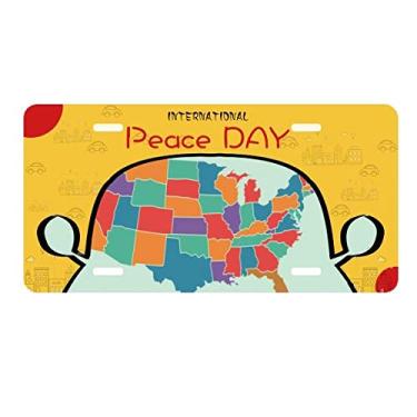 Imagem de DIYthinker Placa de licença com mapa dos Estados Unidos para decoração de carro, dia da paz