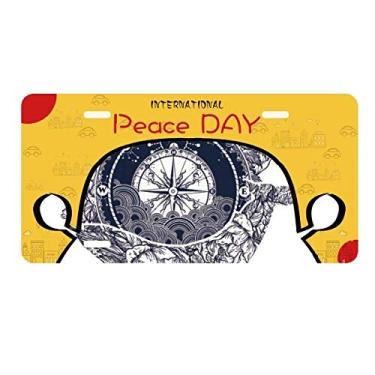 Imagem de DIYthinker Placa de carro com estampa de estrelas e bússola para decoração de carro, dia da paz
