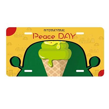 Imagem de DIYthinker Placa de licença Green Matcha com casquinhas de sorvete para decoração de carro Dia da Paz